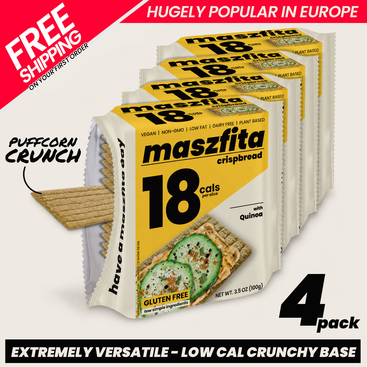 Maszfita With Quinoa Puffed Corn Crispbread