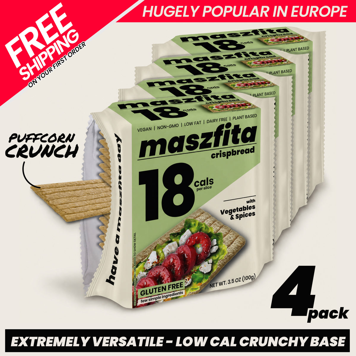Maszfita With Vegetables & Spices Puffed Corn Crispbread