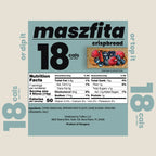 Maszfita crispbread packaging with nutritional information and branding on a light green background