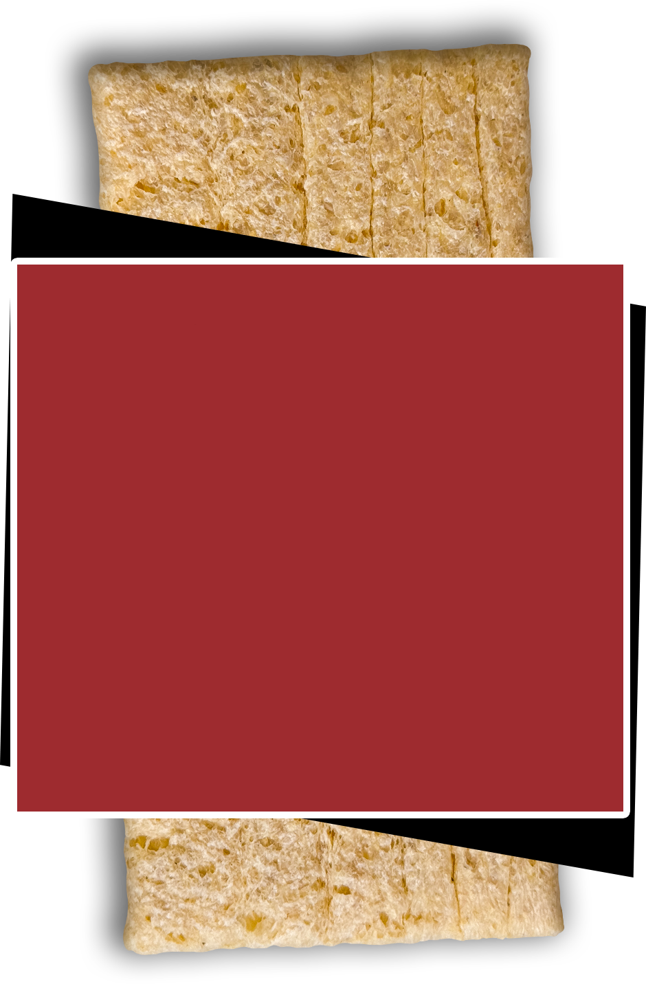 One slice of maszfita crispbread with a red square overlay